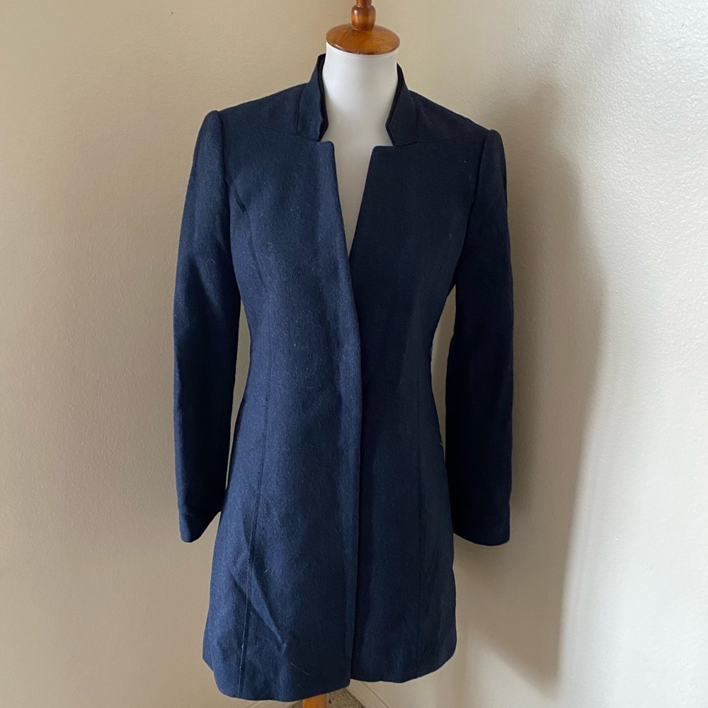 Line Women’s Coat Size Small/Medium Navy Wool Blend Coat Snap Closure